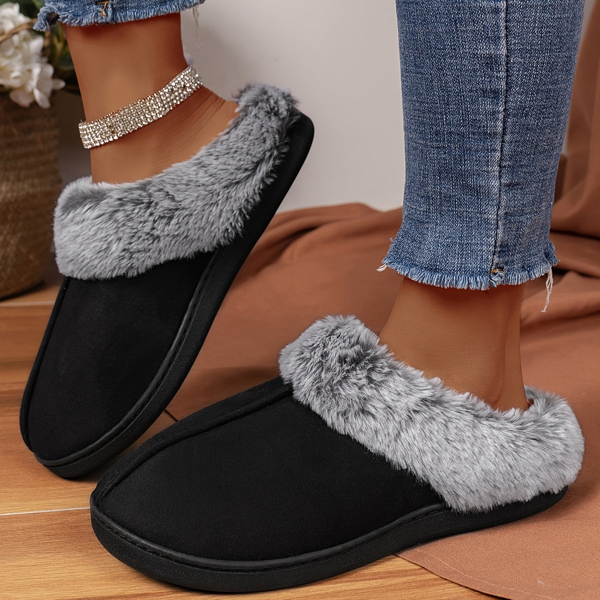 CozyPlus Slippers - Ultra-Soft, Plush Lined, Non-Slip, Closed-Toe, Flat Sole, Warm, and Fuzzy Winter Shoes for Home - Soft, Gentle, and Comfortable Footwear for Cold Weather